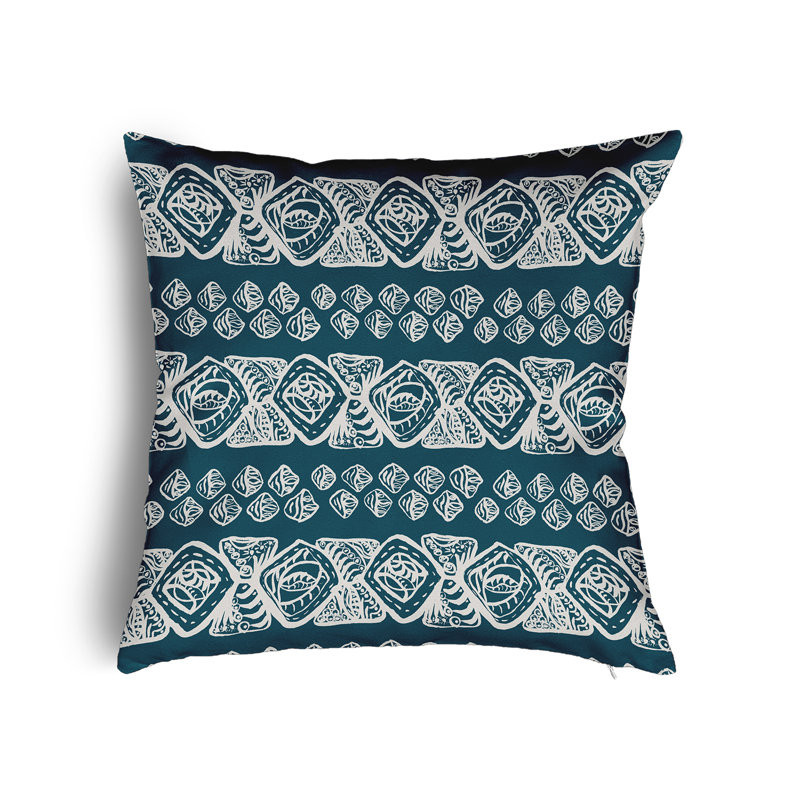 Overkamp Geometric Square Cushion, 60cm H x 60cm W x 15cm D, Blue