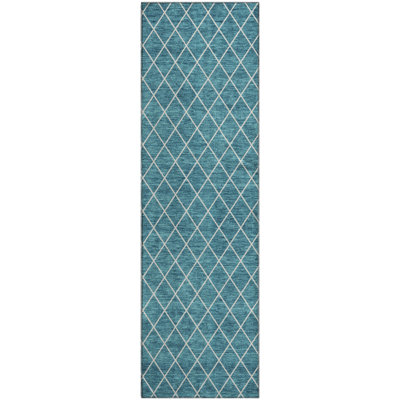 Premium Machine Washable Prisco Teal Rug