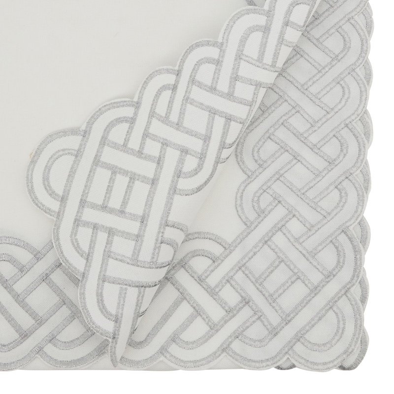 Braid Embroidered Metallic Border Table Runner, 72" L x 16" W, Silver