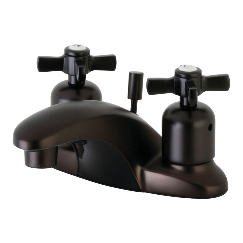 Kingston Brass Millennium Two-Handle 3-Hole Deck Mount 4" Centerset Bathroom Faucet with Plastic Pop-Up, Oil Rubbed Bronze