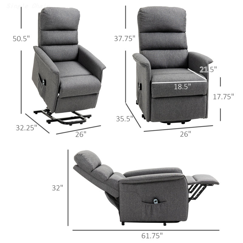 Fauteuil d'appoint moderne, fauteuil inclinable électrique, Polyester gris