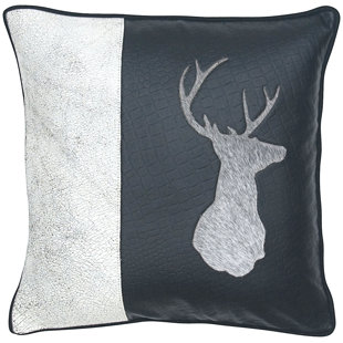 Deer Head Leather Throw Pillow