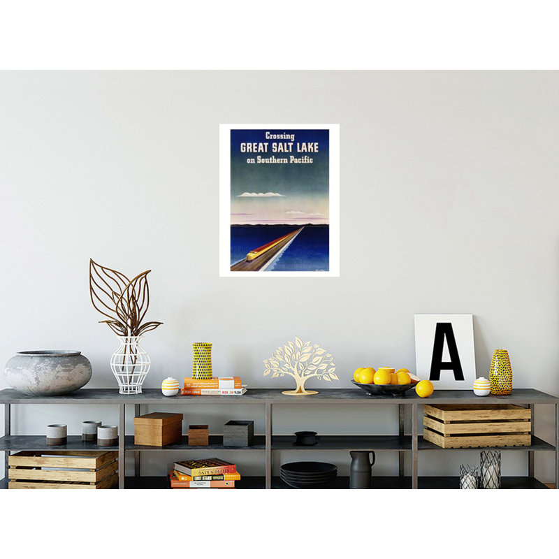 «Crossing Great Salt Lake on Southern Pacific» par Haines Hall - Impression giclée, H 28 po x l 22 po