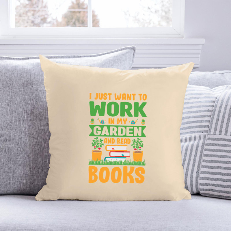 Citation amusante «Garden Lover» 1046 - Coussin décoratif inclus, H 20 po x l 20 po