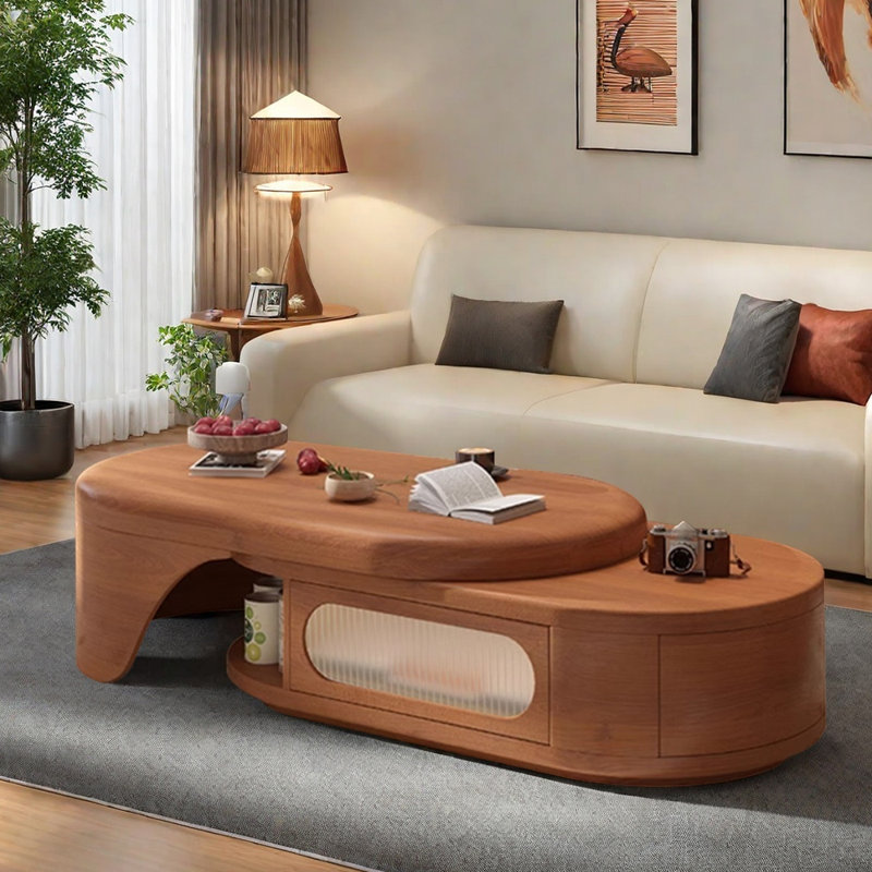 Table basse rétro et niche, Brun