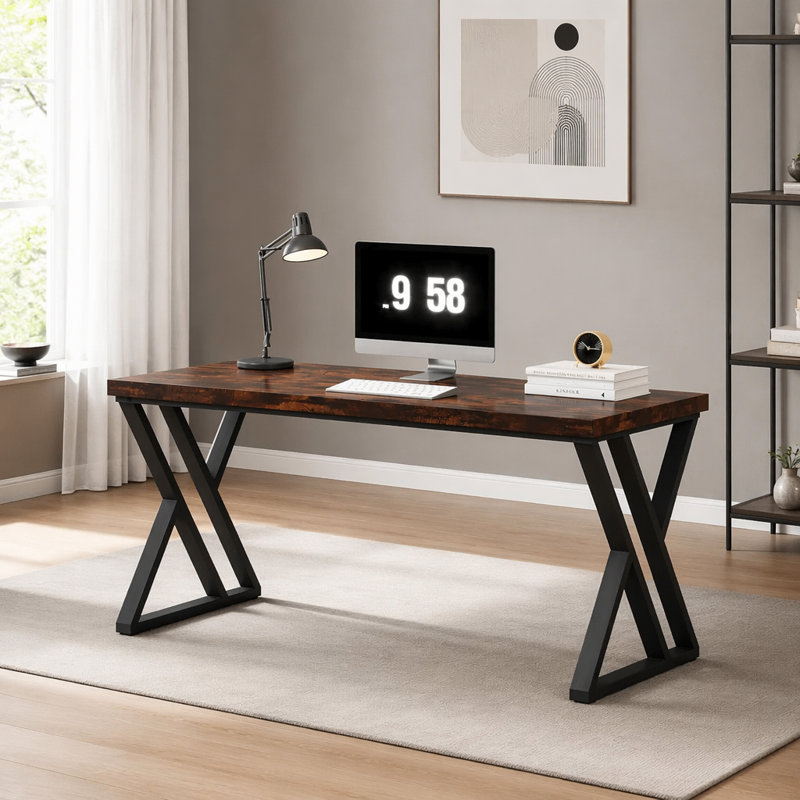 Bureau d'écriture industriel avec structure en métal robuste pour le bureau à domicile