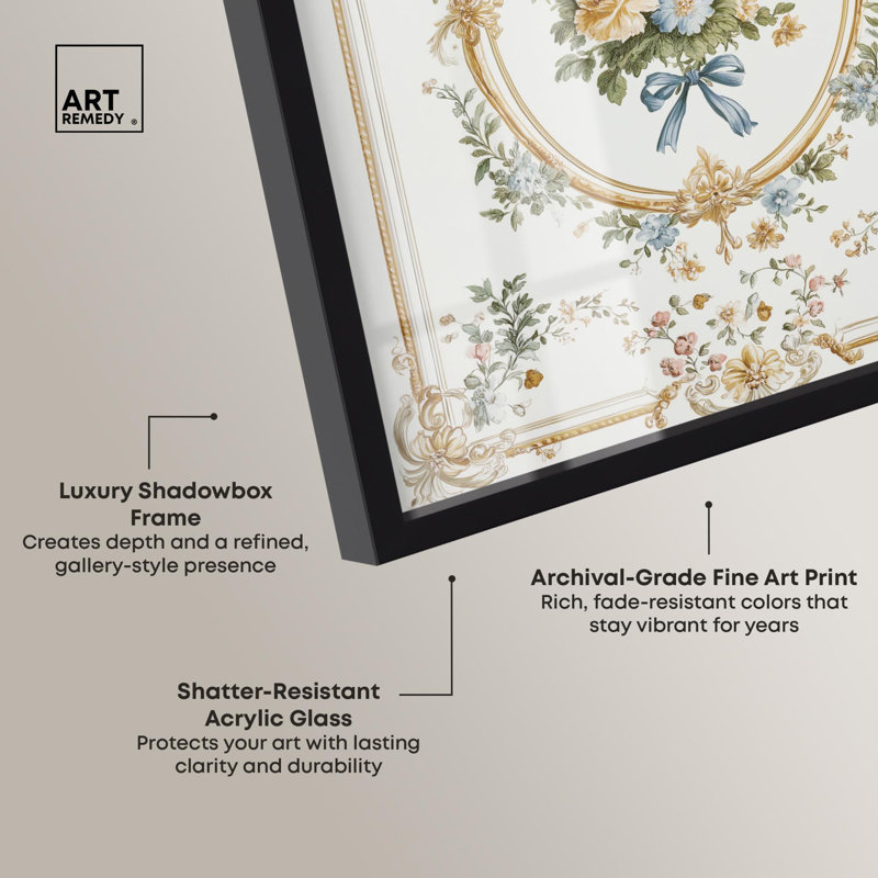 Art floral encadré Finesse I Shadowbox, H 21 po x l 17 po, Noir