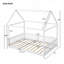 Wood House Bed with Guardrail and LED-117194103