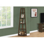Hewitt Triangular Laminate Bookcase with Space Saving Contemporary Etagere for Office, Bedroom Corner Spaces