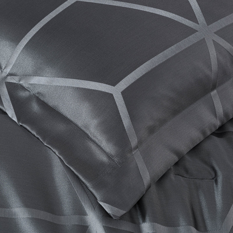 Gray Geometric Microfiber Queen Bed in a Bag Set