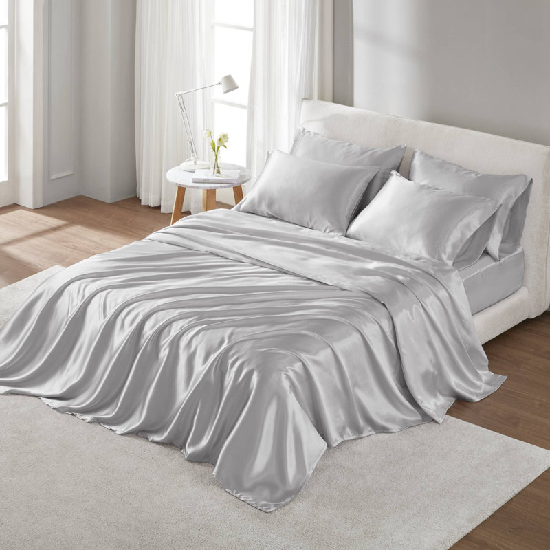 Soft Bedding Sets, Light Gray, Twin Duvet Cover +  4 Additional Pieces