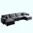 U Shape Sofa, Modern Upholstered 4 Seater Sofa With 2 Ottomans, Premium Soft Sofa-420050959