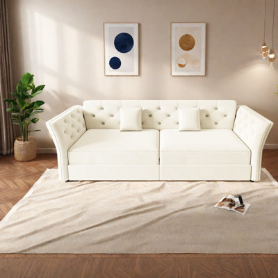 Canapé-lit convertible, 3 places en velours de 189 cm, style moderne.