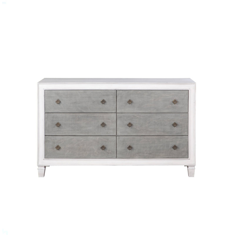 Commode Katia gris rustique et blanc vieilli