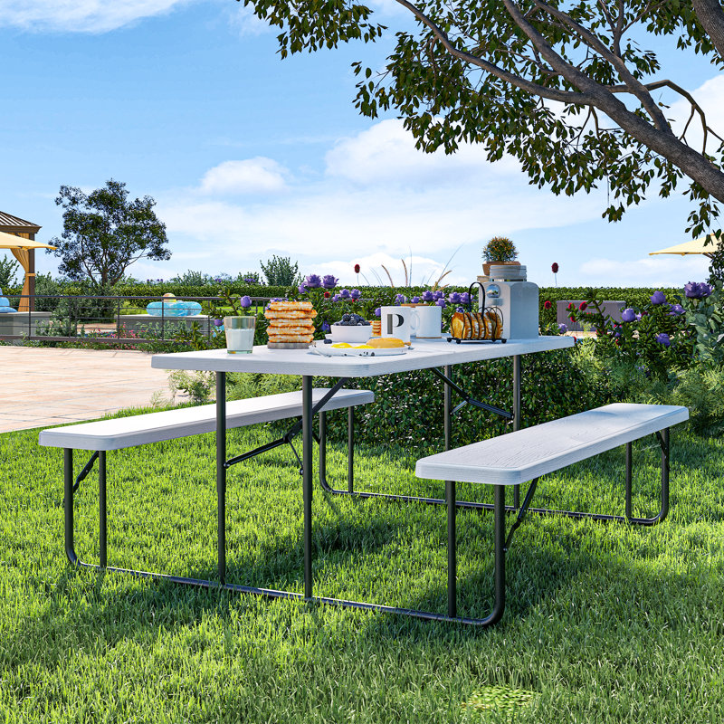 Ensemble de table de pique-nique Nadabus, H 29 po x l 29 po x L 71 po, Blanc