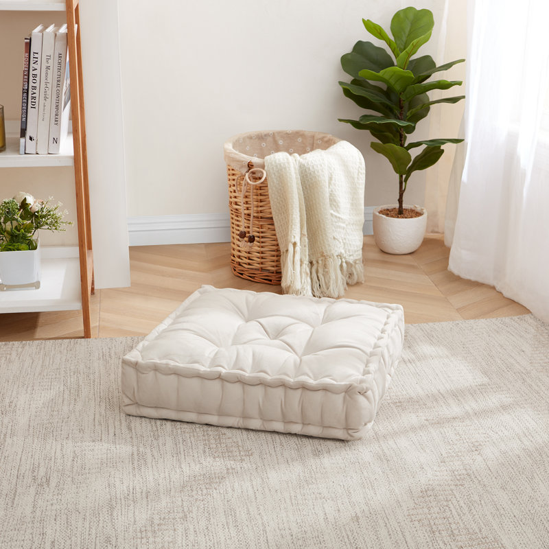 Large Floor Pillow Reversible Meditation Yoga Cushion, Ivory