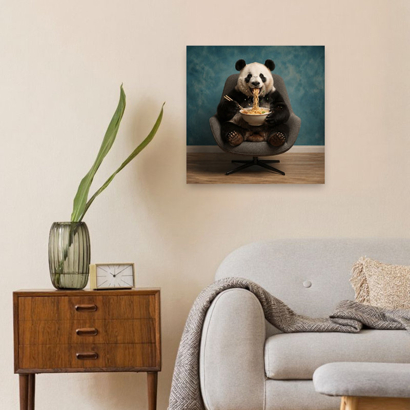 Drôle de panda Ramen, panda ludique moderne, impression murale, H 24 po x l 24 po