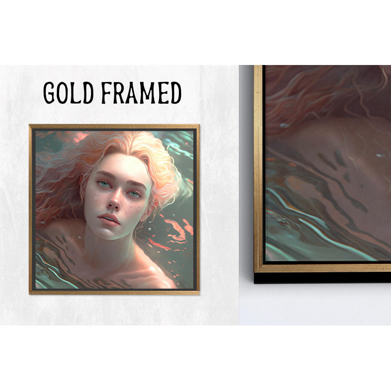 Printed Canvas Artwork: Modern Fantasy Girl Wall Decor, Elegant Home Accent,1P GoldFramedCanvas, H: 55.2 x W:55.2 inches