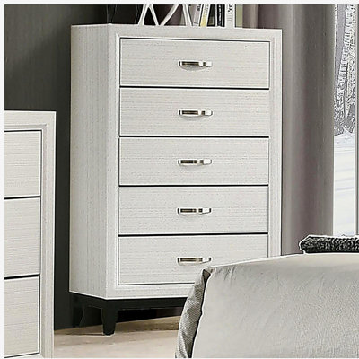 Mobilier de chambre à coucher en bois de style contemporain à deux tons avec pieds en bois et barre de nickel