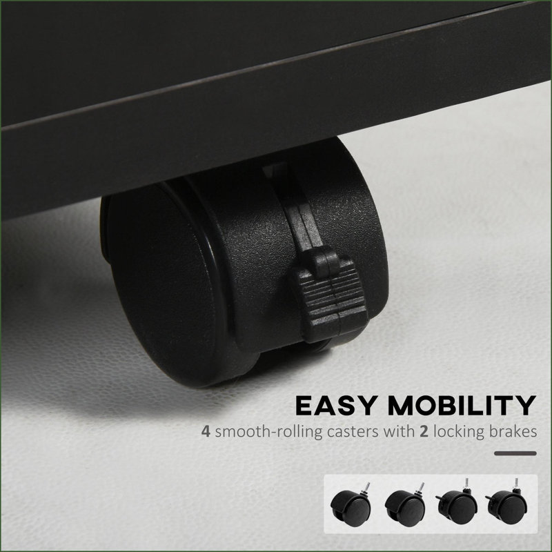 Storage Cabinet, Mobile Printer Stand with Drawer &amp; Cabinet, Nordic Minimalist | Black | MDF, Black