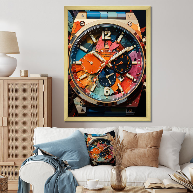 Titanium Luxury Watch - Art mural sur toile tendance, Encadrement doré, H 32 po x l 24 po x P 1 po