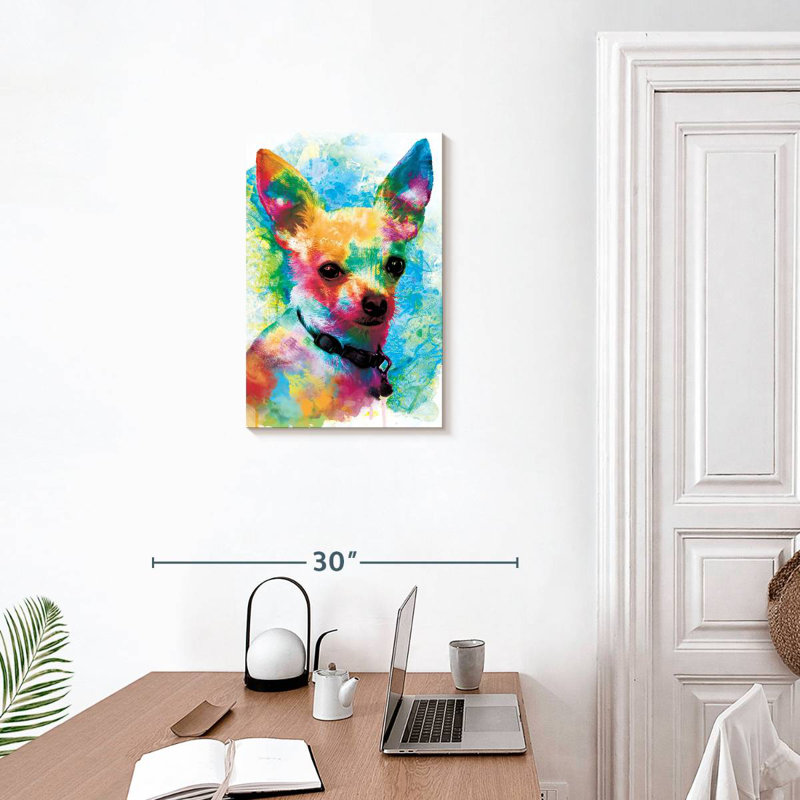 Peinture de chihuahua Brampt, H 24 po x l 16 po