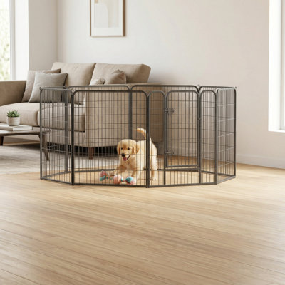 8 panneaux de enclos pour animaux en métal avec porte simple, forme de bricolage