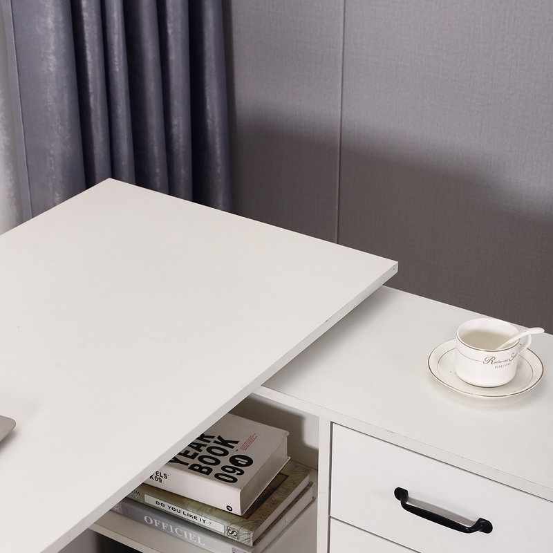 L-Shaped Executive Desk, White