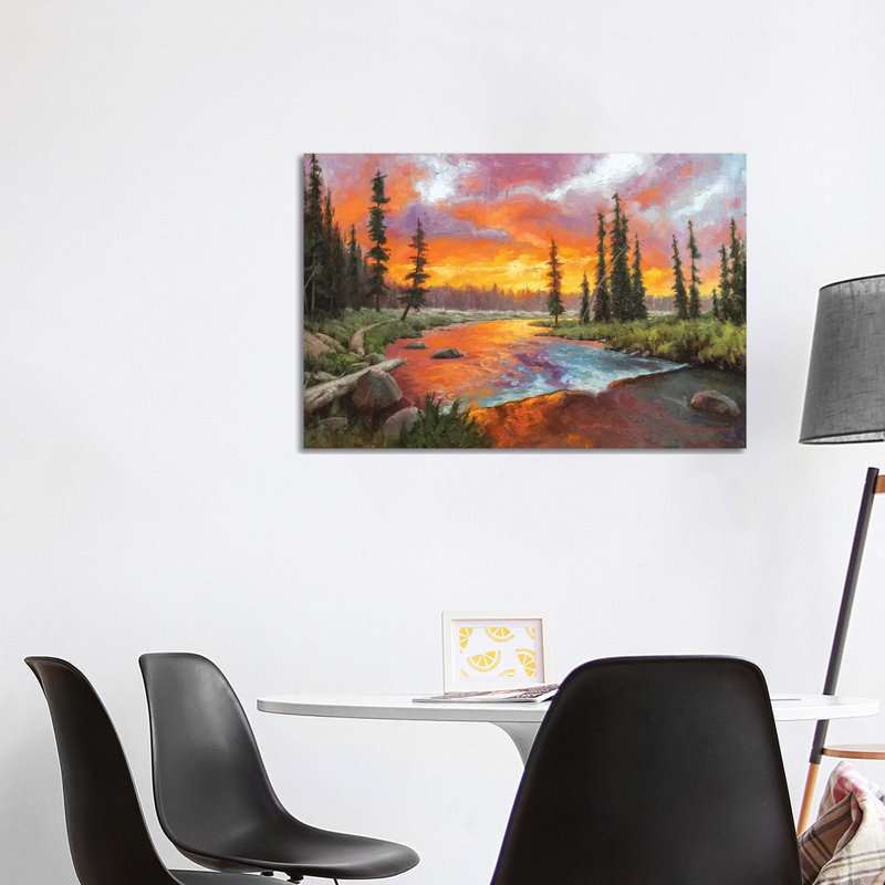 Sunset Bend by Mark McKenna - Painting on Canvas, Wrapped Canvas, 66.04cm H x 101.6cm W x 3.81cm D