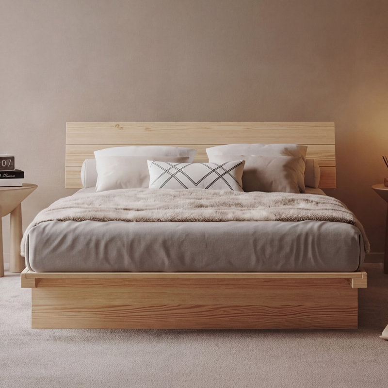 Hardee Bed Frame, Full, Light Wood