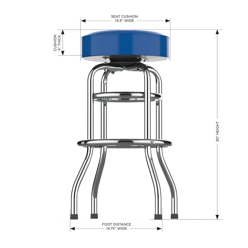 Commercial Grade Chrome Swivel Bar Stool with Vibrant Team Colors  , Buffalo Bills