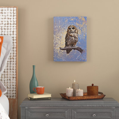 « hibou over background », reproduction de peinture à l’acrylique sur toile tendue