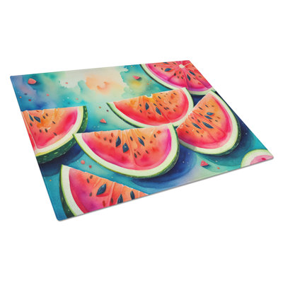 Colourful Watermelons Glass Cutting Board Large