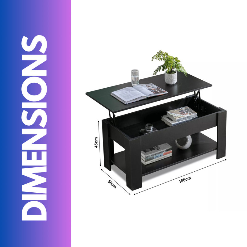 Anngela Industrial Lift Top Coffee Table With Hidden Storage