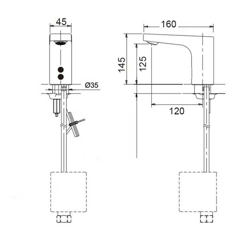 Robinet à capteur sans contact BathSelect de fabrication commerciale en laiton de qualité supérieure, conforme ADA