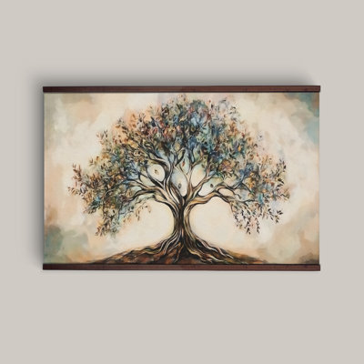 Tapisserie murale «Yggdrasil Tree of Life», reproduction sur toile avec support en bois