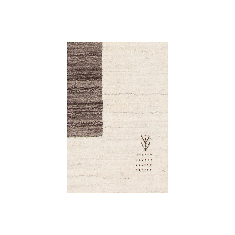 Elantra Wool Abstract Area Rug in Cream And Brown, 5' x 7'6"