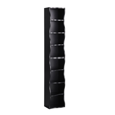 Adjustable 8 - Layer Bookshelf With Wavy Border, Exquisite Upper And Lower Cabinet Combination, 36 Lbs Product Weight, 25 Shelf Load, 3A Packaging Multi Functional Design, Ideal For Home Office