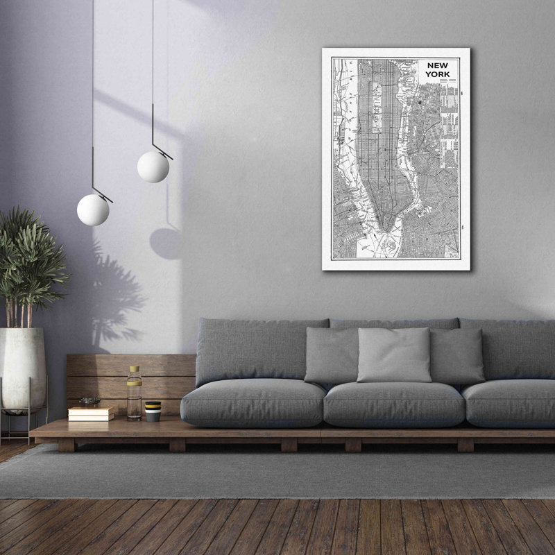 «Inverted New York Map» par Sue Schlabach, estampe numérique sur toile, L 40 po x H 60 po