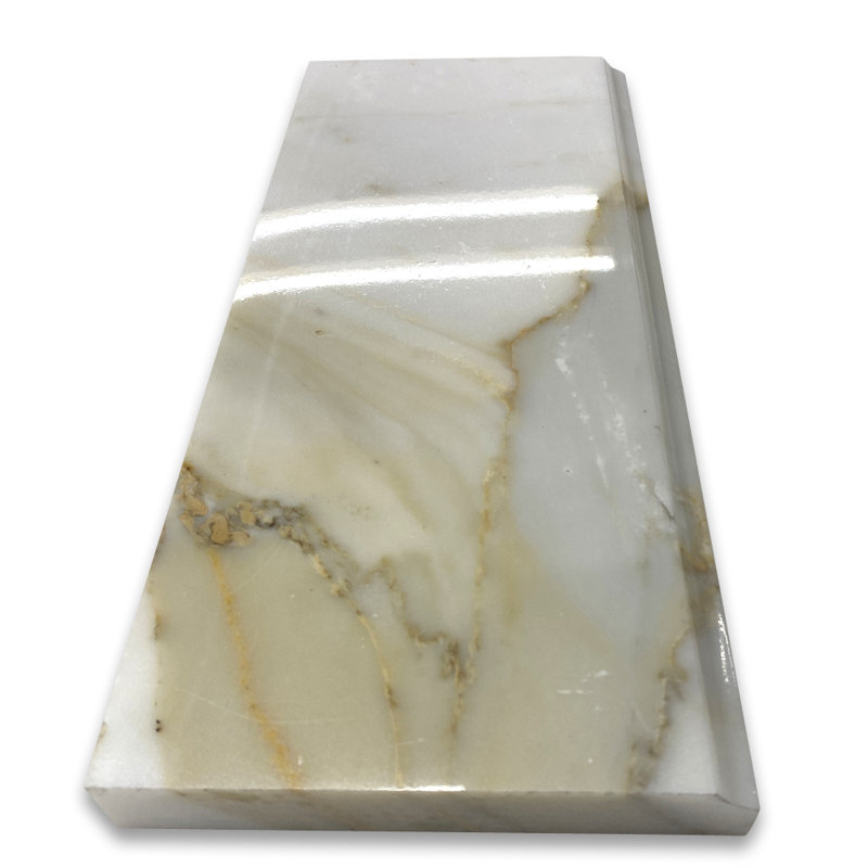 Calacatta 12" x 5" Marble Mosaic Tile, White/Gray