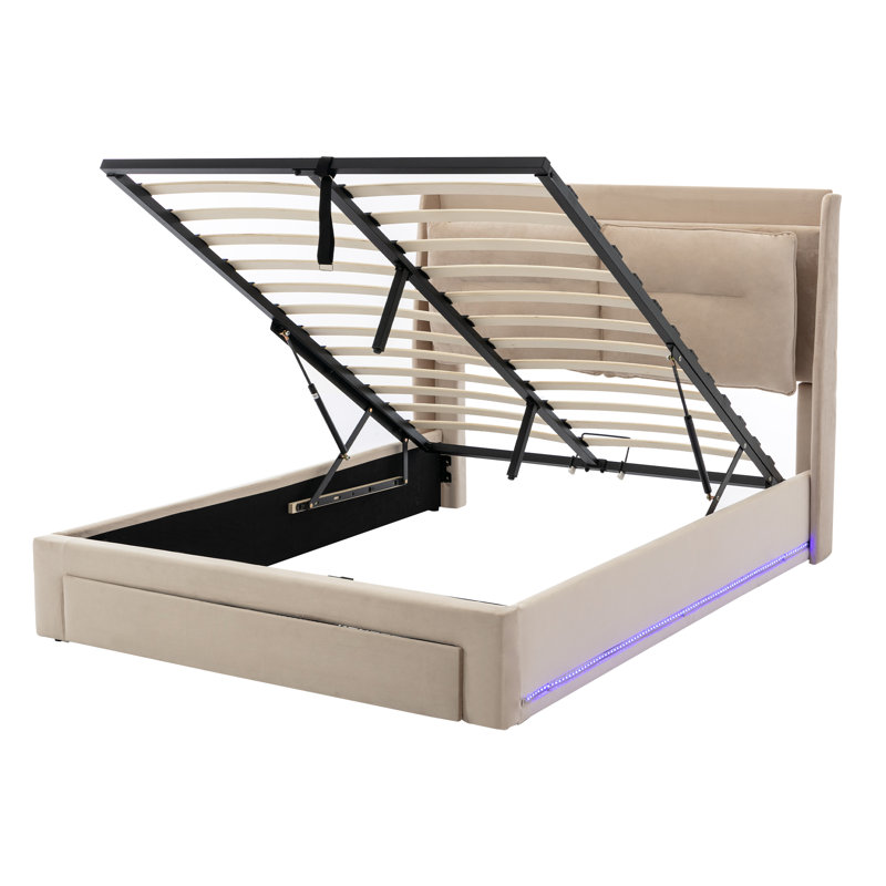 Aldea Upholstered Ottoman Storage Bed, Double (4'6), Beige