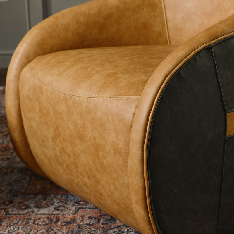 Fauteuil demi-tonneau pivotant en cuir véritable l 30,7 po, Chameau