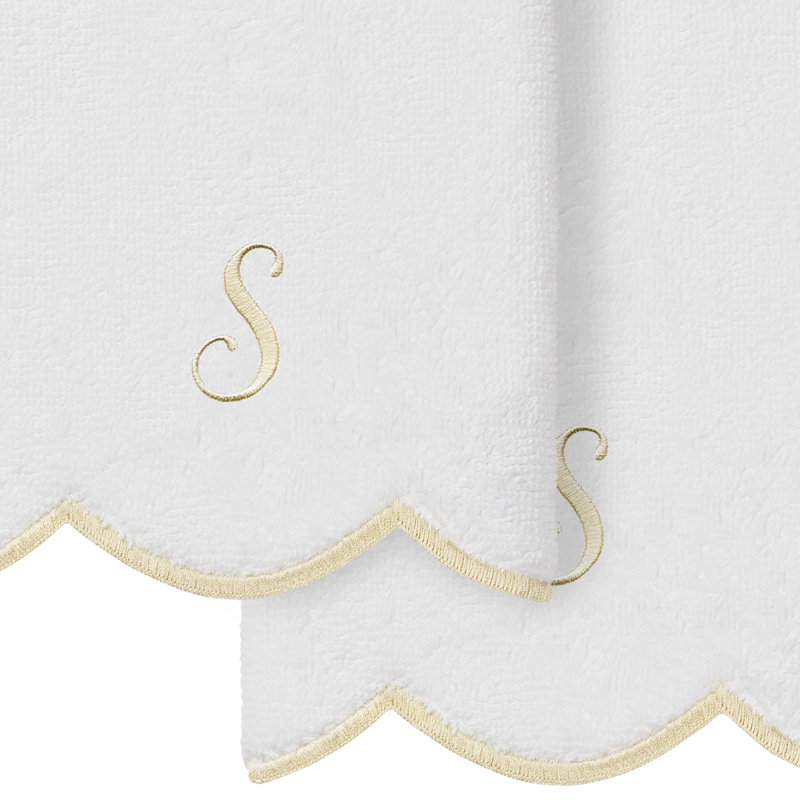 Ensemble de serviettes Linum Home Textiles 100% coton turc ADORNIA, S, Blanc / beige, Ensemble de 2 serviettes à doigts