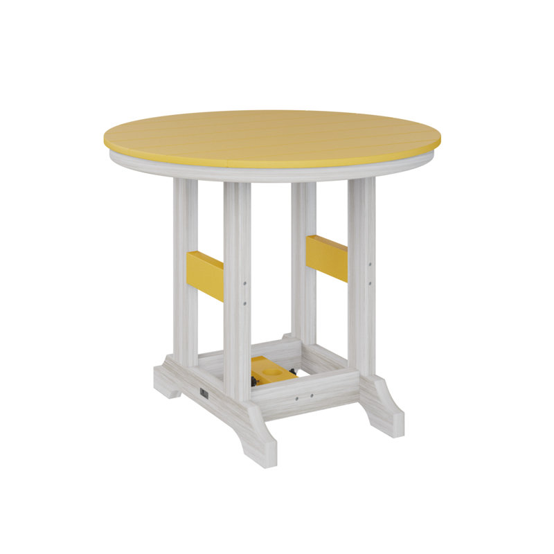 Garden Classic Outdoor Round Dining Table, Seashell, Sunburst Yellow