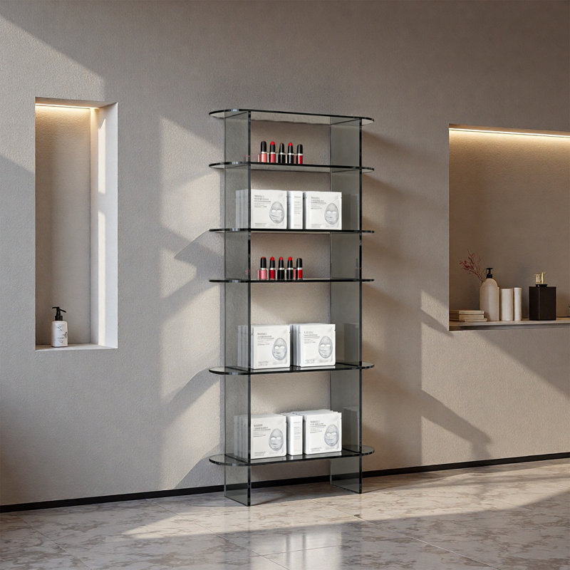 Modern Acrylic 5 Tier Display Shelf Rack, 55.12" H x 23.62" W x 9.84" D