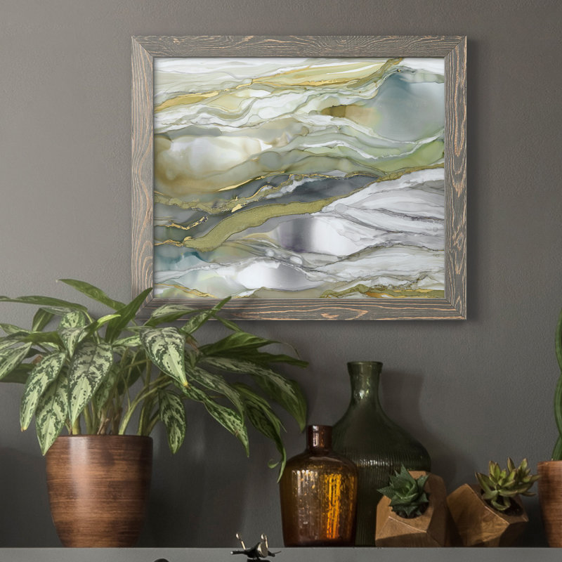 " Marbled Glass I " Painting Print, 20" H x 17" W x 1.5" D, Gray