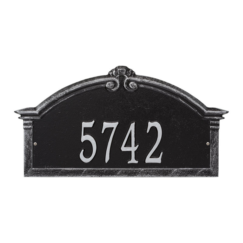 Plaque d'adresse murale sur 1 ligne Roselyn, Noir / argent, Oui