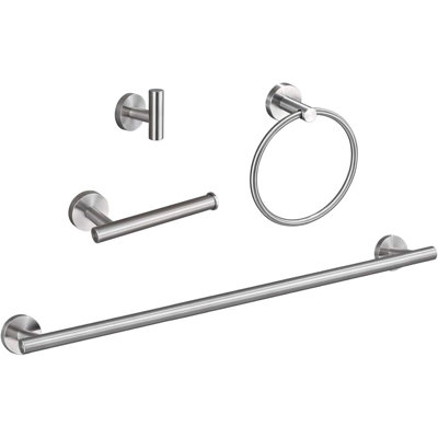  4-Piece Bathroom Hardware Set 18-Inch Stainless Steel Towel Bar Set