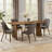 Hamza Rectangular Dining Table, Curved Wood Base, Walnut Brown 71 Inch