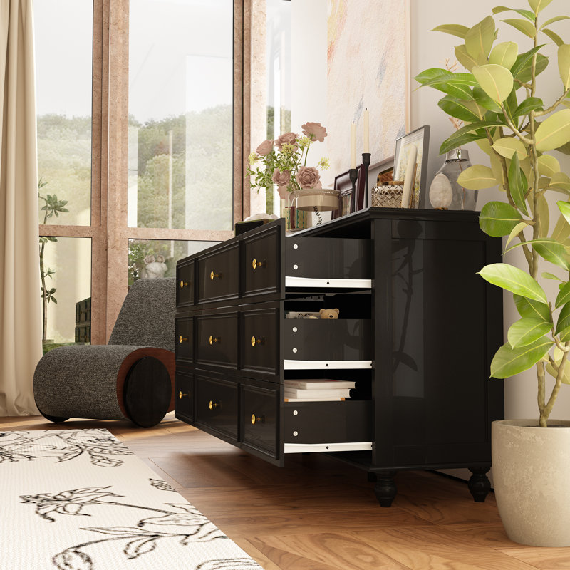 Nine Drawers Dresser With Strong Storage For Your Home, Black